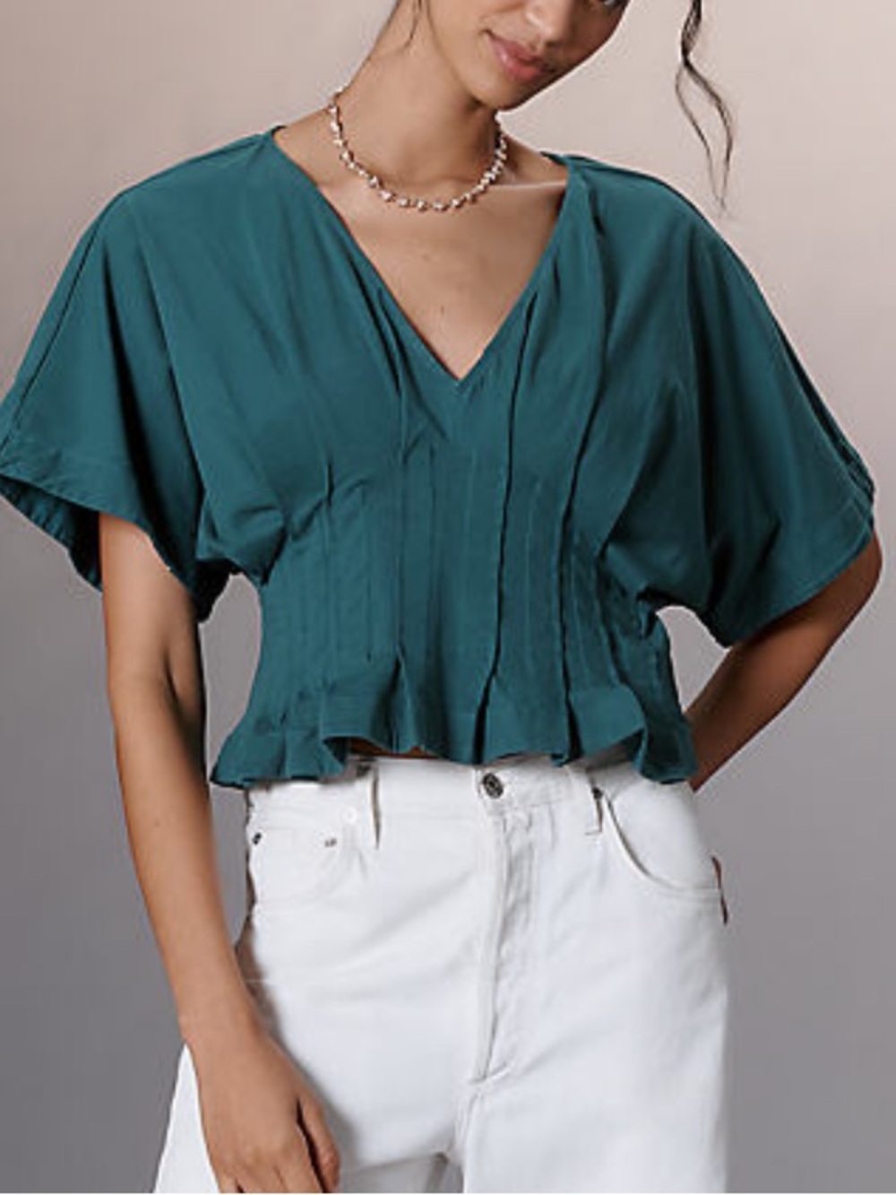 Anthropologie Teal Pleated Waist Dolman-Sleeve Top SOLD OUT online